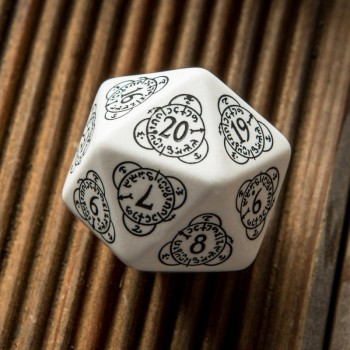 D20 Level Counter kauliukas baltos ir juodos sp